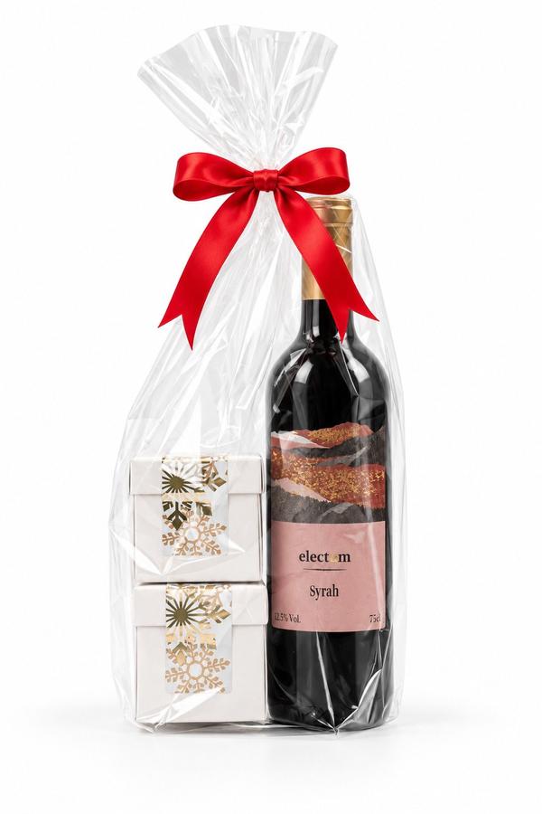 Vin, nødder og lakrids gavepose